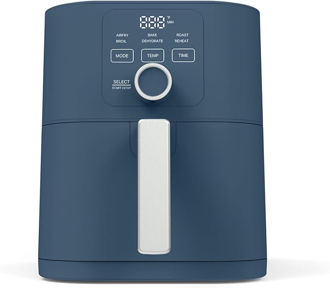 Martha Stewart 6QT Air Fryer, 6-in-1, Bake, Broil, Roast, Air Fry, Dehydrate, Reheat, Ceramic Non-Stick Basket, Crispy Results Fast, 400°F Max Temp, Shake Reminder, Auto Shut-Off, Indigo Blue
