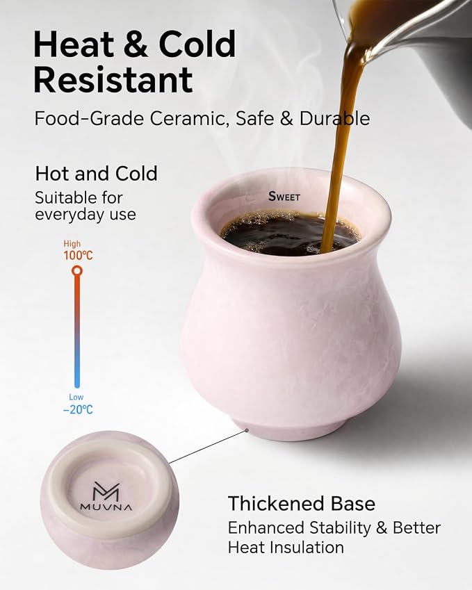 Ceramic Espresso Tasting Cup 4oz Handcrafted Ice Crackle Porcelain Cortado & Macchiato Cup, Asymmetrical Sensory Thick Wall Coffee Mug with Anti-Slip Base, Demitasse Barista Gift, Pink
