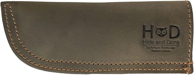 Hide & Drink, Full Grain Leather Hot Handle, Cast Iron Protector, Panhandle Potholder, Double Layered, Double Stitched, Slides On/Off Easily onto Metal Skillet Grips, Handmade, Dark Jade