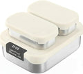 Modaniam Stainless Steel Lunch Box Containers, 27 OZ, Stainless Steel Bento Box, Metal Lunch Box, Sandwich & Snack Containers, Leak Proof SIlicone Lids, Korean Style,Small Vanilla