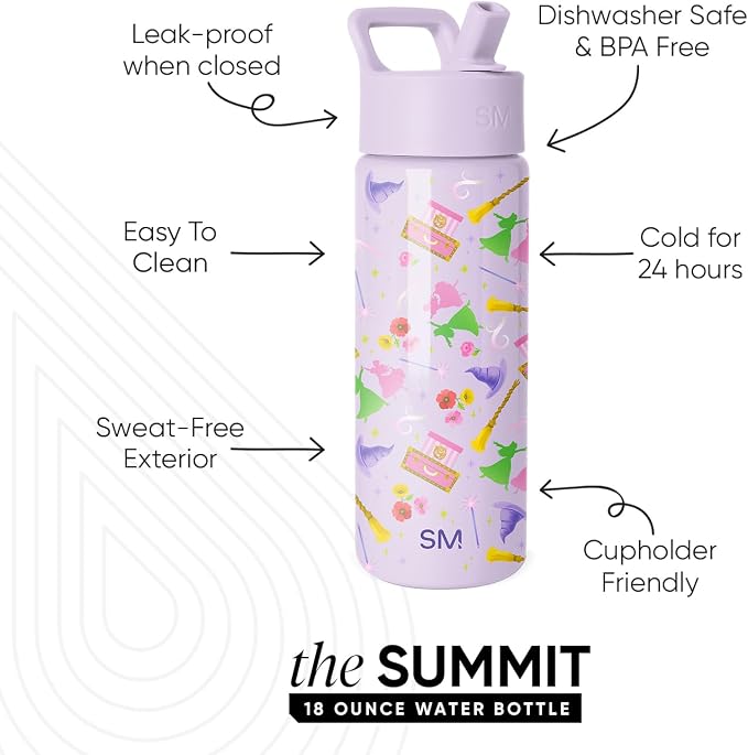 Simple Modern Wicked Kids Water Bottle with Straw Lid | 18oz Insulated Stainless Steel Kids Tumbler & Spill Proof Toddler Cup for School, Girls, Boys | Summit | Wicked Friends