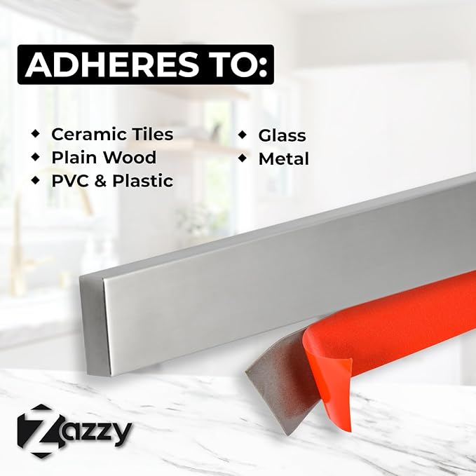 Premium 16-Inch Stainless Steel Magnetic Knife Holder for Wall and Fridge - Powerful Knife Magnetic Strip for Kitchen & Tools Organization, Extra Strong Holds up to 30 LBs include Tape and screws