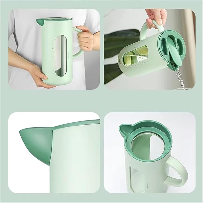 GRFIT Pitcher Cold Kettle for Home, High Temperature Resistant, Cold Kettle Set, Glass Kettle, Cold Bubble Pot Water Jug (Color : Yellow)