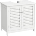 U-Shaped Pedestal Sink Storage Cabinet with 2 Doors & Shelf, Freestanding Bathroom Vanity Organizer Under Sink, 60cm Wide MDF Cupboard for Toiletries & Cleaning Supplies, White