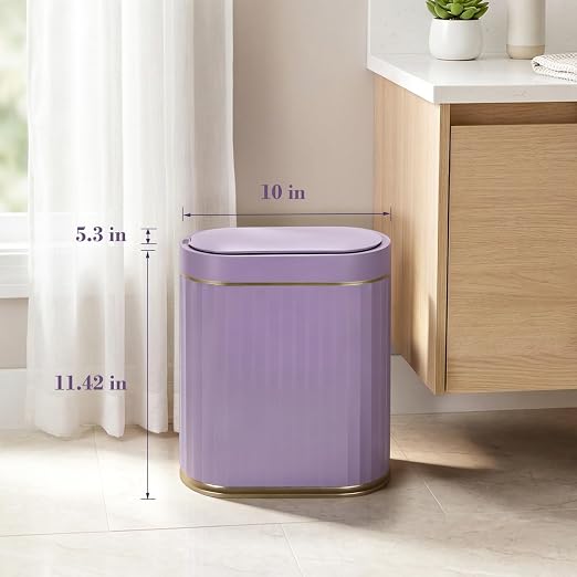 ELPHECO Bathroom Sensor Trash Can - 2 Gallon Automatic Garbage Can, IPX5 Waterproof Bathroom Trash Bin, Slim Garbage Can for Bathroom, Office, Bedroom, Living Room, Purple
