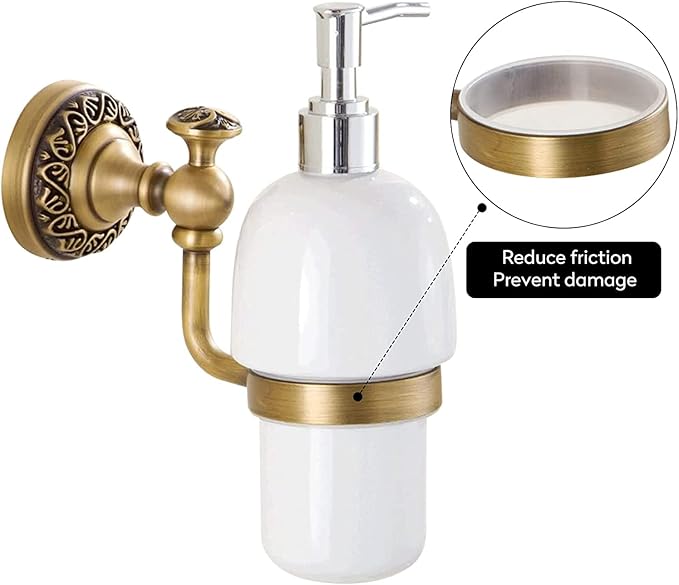 Leyden Antique Brass Toilet Brush Holder,Shower Soap Dish Antique Brass Soap Dispenser,Wall Mounted