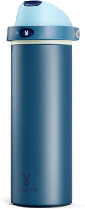 Meoky 24 oz Insulated Water Bottle: Stainless Steel for Travel Gym, Denim | 2-in-1 Straw and Spout Lid, Leak Proof, Cold for 24 Hours, Fits in Car Cup Holder, BPA-Free