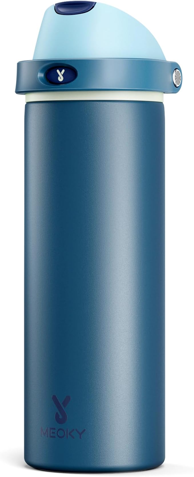 Meoky 24 oz Insulated Water Bottle: Stainless Steel for Travel Gym, Denim | 2-in-1 Straw and Spout Lid, Leak Proof, Cold for 24 Hours, Fits in Car Cup Holder, BPA-Free