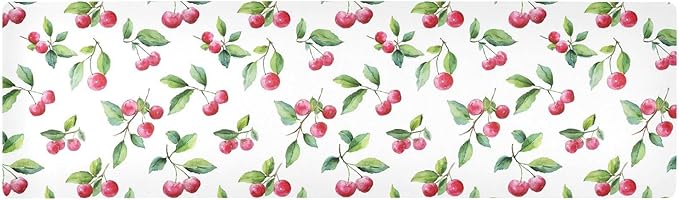 Watercolor Cherry Trivet Table Runner Heat Resistant 230F for Hot Dishes Pots Plates Kitchen Dining Table Protector Decorative 39.37 X 11.8 Inch