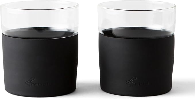 Rabbit Freezable Whiskey Glasses, 2 Count (Pack of 1), Black