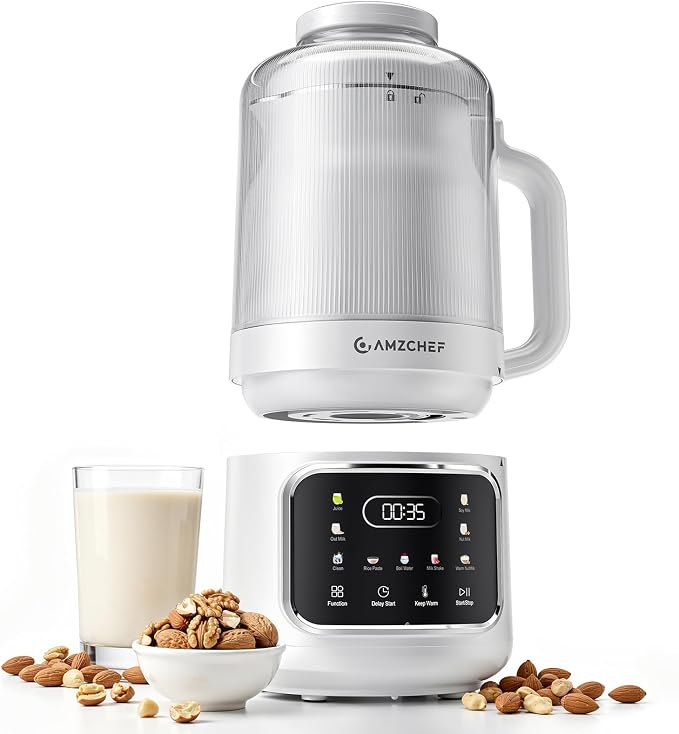 10-in-1 Nut Milk Maker Blender with Detachable Design: 33.8oz Homemade Soy, Almond, Juice, Oat Milks for Plant-Based Milks Soy Milk Maker With Delay Start/Keep Warm/Boil Water/Hot Self-cleaning