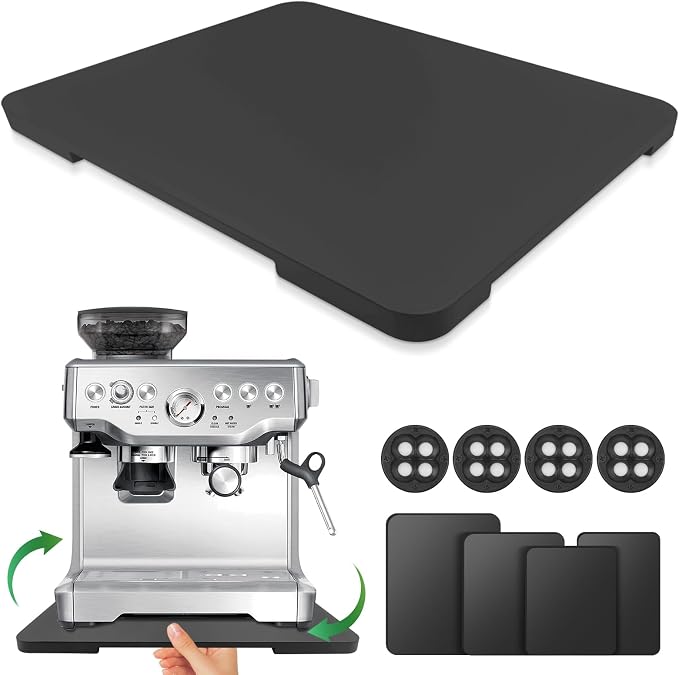 Appliance Slider 360° Rolling Tray for Coffee Maker Bamboo Coffee Pot Slider Tray for Countertop Rotation Sliding Tray with Wheels, Appliances Mat Easily from Under The Cabinet Black(15.7"×13")