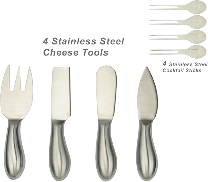 Picnic at Ascot Original Bamboo Cheese Board with Knife Set, Ceramic Bowl & Cocktail Sticks- Designed & Quality Approved in the USA