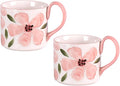 KAMMAK Ceramic Coffee Mug, 13.5oz Pink Mugs Set of 2, Novelty Cup for Tea, Juice, Milk, Cute Porcelain Water Cups with Handle for Women, Dishwasher and Microwave Safe