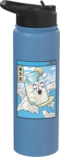 Milk Carton Surfing Great Waves Anime Kawaii Aesthetic Stainless Steel Insulated Water Bottle