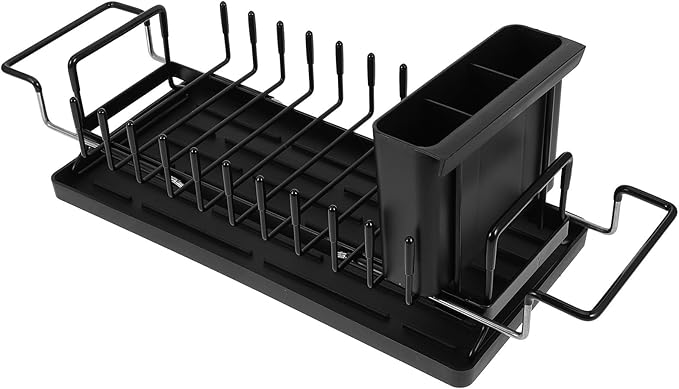 VALICLUD Expandable Stainless Steel Dish Drainer Rack with Drainboard and Utensil Holder, Over Sink Kitchen Dish Drying Rack Organizer for Large Capacity Countertop Use