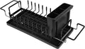 VALICLUD Expandable Stainless Steel Dish Drainer Rack with Drainboard and Utensil Holder, Over Sink Kitchen Dish Drying Rack Organizer for Large Capacity Countertop Use