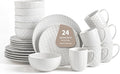 FOBENTA 24-Piece Ceramic Dinnerware Set with Mugs,Complete Plates and Bowls Set for 6,Stylish Dish Set with Coffee Cups for Hosting, Families, & Gift Giving