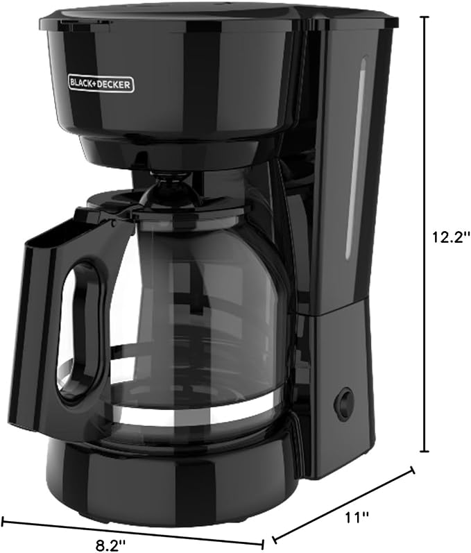 BLACK+DECKER 12-Cup Coffee Maker with Easy On/Off Switch, Easy Pour, Non-Drip Carafe with Removable Filter Basket, Vortex Technology, Black (Pack of 4)