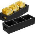 uxcell Tea Bag Organizer, 3 Compartments Pine Wood Tea Box with Handle, Tea Storage Organizer Holder for Tea Bags, Beverage Supplies Sugar Packet, Black
