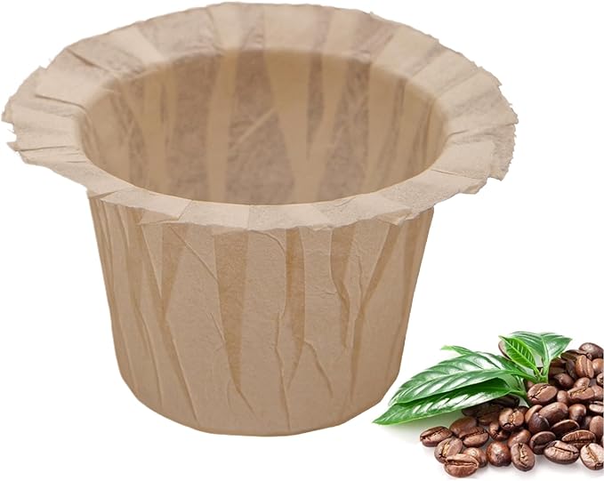 Irmidi Disposable Coffee Filters, 100 Count Natural Paper Filters Compatible with Keurig Brewers Single Serve 1.0 and 2.0, Fit all Reusable Coffee Pods(Natural 100)