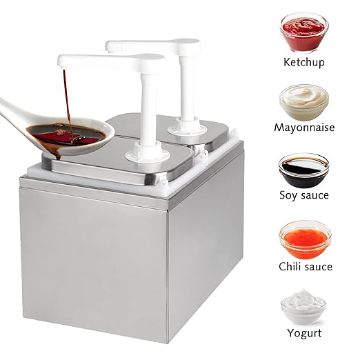 4.2QT Ketchup Pump, Sauce Dispenser,Commercial Pump Station Stainless Steel Dispenser for Hot Chocolate, Hot Fudge, Ketchup, Condiment,Caramel, Condiment, Mustard, Mayonnaise