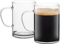 LUXU Glass Coffee Mugs 16 oz,Set of 2 Large Glass Coffee Cups Clear Tea Cups,Iced Coffee Glasses,Lead-Free Drinking Glasses for Water,Cappuccino,Latte,Cereal,Yogurt,Milk-Flat Bottomed Design