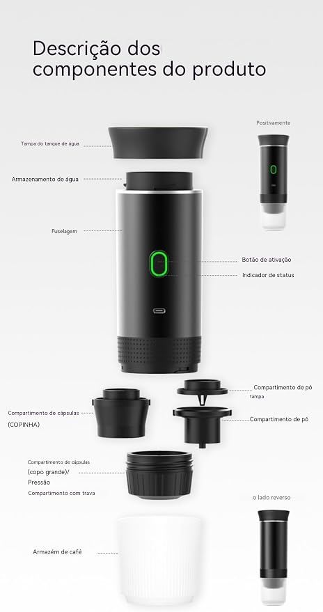 Wireless Portable Electric Coffee Maker with USB-C, Self-Heating, Rechargeable Espresso Coffee Machine for Travel, Camping, RV,Home,Office (green)