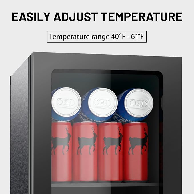 Compact 24 Can/0.9 Cu.Ft Mini Fridge For Soda, Drink,Beer Or Wine, Portable Quiet Small Beverage Refrigerator Cooler With Removable Shelves&Manual Temperature Control For Office, Dorm, Bar
