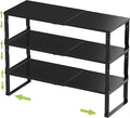 Jojocross Expandable Stackable Spice Rack Organizer for Kitchen Cabinet,Adjustable Counter Shelf, countertop, Pantry,Cupboard,Bathroom,Bedroom(3Packs/Black/Large)