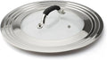 Stainless Steel Universal Lid for Pans Pots Fits 8.25 9 10 11 12 Inch Cast Iron Skillets Frying Pans Woks - Design with Heat Resistant Handle and Vent Hole - Black Handle