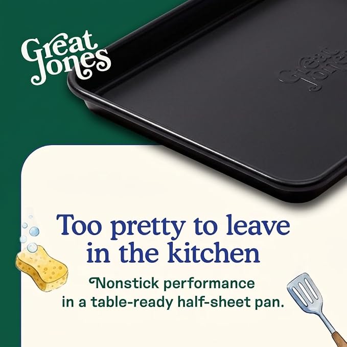 Great Jones Holy Sheet Pan (Pepper) | Nonstick, Half-Sheet Pan | Aluminized Steel, 18.5" x 13.5" | For Baking, Roasting, & Broiling | Premium Bakeware with Even Heat Distribution | Dishwasher-Safe