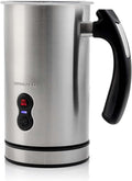 OVENTE Electric Milk Frother and Steamer, Automatic Hot and Cold Foam Maker for Coffee, Latte, Cappuccino or Macchiato, 500W Double-Wall Stainless Steel Milk Warmer with Auto Shutoff, Silver FR3608BR