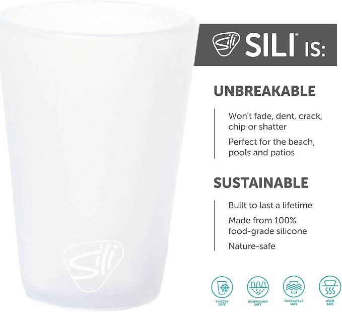 Silipint 1.5oz Silicone Shot Glasses – Pack of 2 Unbreakable, BPA-Free, Non-Toxic, Dishwasher & Freezer Safe Cups – Colored Shot Glasses for Cold Beverages, Cocktails, Travel, Party (Icicle)