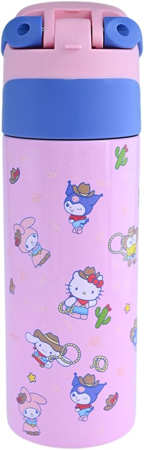 Hello Kitty & Friends All-Over Character Print Pink 24 Oz Stainless Steel Water Bottle