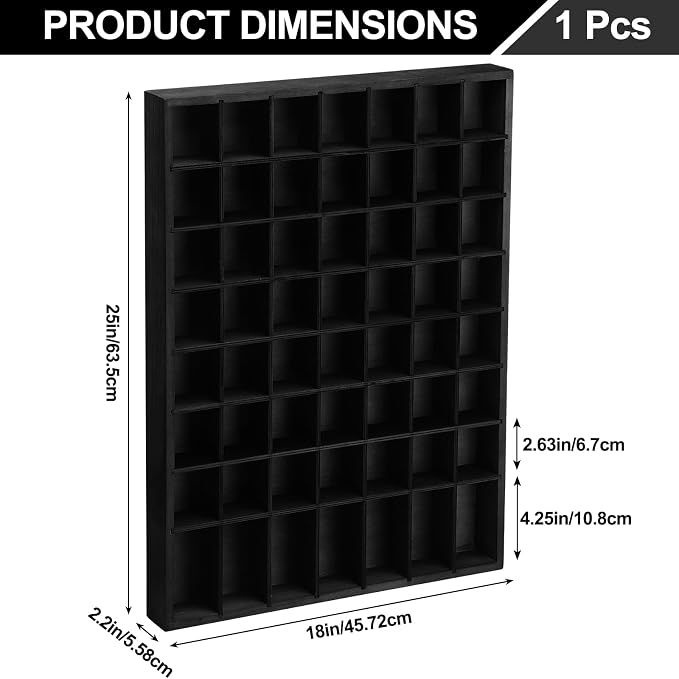 Barydat Shot Glass Display Case Wood Shot Glass shelf holder 56 Compartments Wall-mounted Rustic Bar Cabinet(Black,1 Pcs)