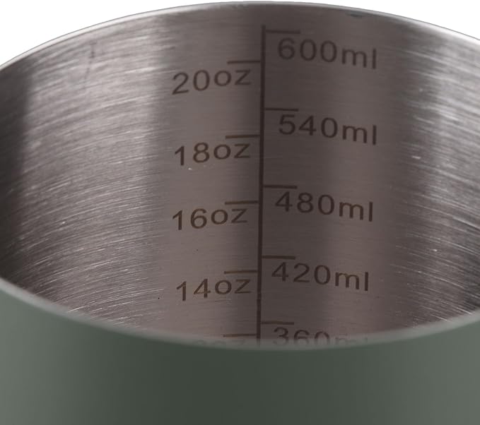 Milk Frothing Jug, 304 Stainless Steel Steaming Pitcher Latte Art Frothing Cup with Inner Scale for Making Coffee Cappuccino (Dark Green)