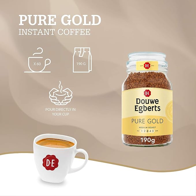 Douwe Egberts Pure Gold Instant Coffee, Medium Roast, 6.7-Ounce, 190g (Packaging May Vary)