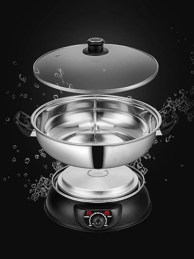 Sonya 5.1 L Electric Dual-Sided Shabu Shabu & Mongolian Hot Pot – Stainless Steel, Large Capacity for Family Meals & Hot Pot Parties