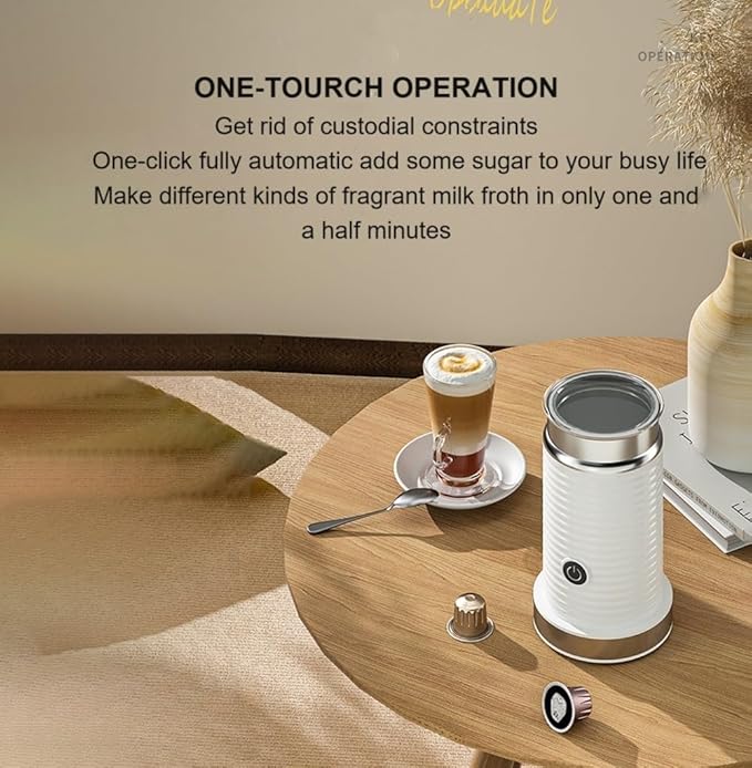 Automatic milk frother,Milk frothing machine,Electric for Hot & Cold Froth, Froth Or Heat Milk，Multifunctional milk frother，Automatic off & Easy Cleaning, Silent Operation (White)