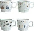 Ceramic Coffee Mugs 12 oz, Cups Set of 4, Mug for Coffee Milk Latte Cappuccino Tea, for Office Home shwasher Microwave Freezer Safe（Cat）