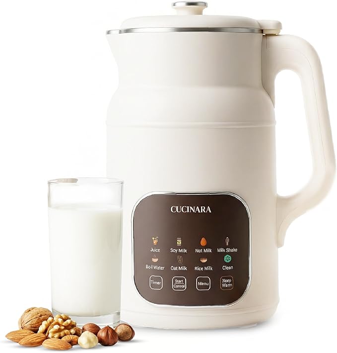 Nut Milk Maker Machine, 59oz – 8-in-1 Almond, Oat, Soy, Rice & Cashew Milk Maker | No Pre-Soaking | 24H Timer, Auto-Clean, 304 Stainless Steel, BPA-Free