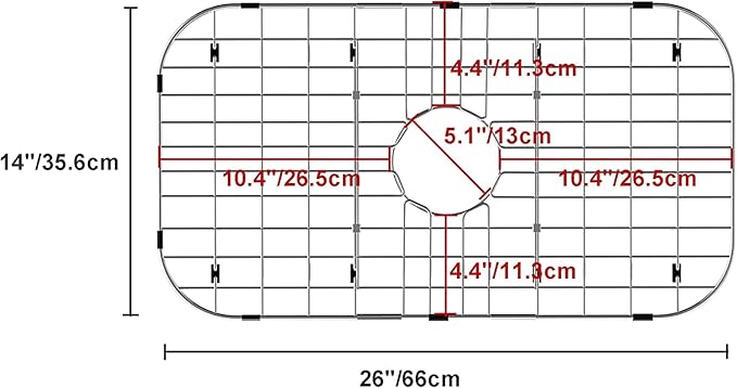 SANNO 26" L X 14" Sink Grid Protectors, Sink Protector Grid for Kitchen Sink Over The Sink Expandable Dish Drying Rack, Dish Drainer, Hold Up Dishes, Utensils Organization, Stainless Steel