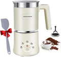 5-in-1 Electric Milk Frother, Automatic Milk Frother & Steamer for Hot & Cold Foam, Large Capacity Milk Warmer for Latte Cappuccino, Hot Chocolate Maker, Dishwasher Safe (Beige)