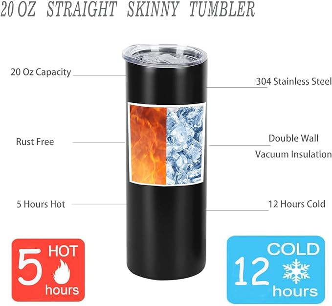 4 Pack 20 Oz Straight Skinny Tumblers,Individually Gift Boxed Stainless Steel Slim Skinny Tumbler Set Bulk, 20 Oz Insulated Slim Thin Travel Tumbler Cup for Diy, Black