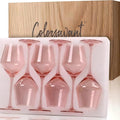 Elegant Pink Wine Glasses Set of 6 – Hand Blown Tulip Shape Long Stem Glassware – 15oz Pink Wine Glasses for Women, Wedding, Party, Bridesmaid Gift, Fancy Champagne or Rosé Goblets