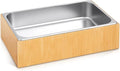 Ice Housing Bin with Removable Tray Ice Holder Container Wine Beer Champagne Drink Bucket Beverage Tub for Freezer Display Buffet Bar Counter Party Drink Chiller(Bamboo and Steel,21" X 13" X 5.5")