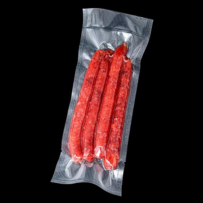 100 Pack Clear Vacuum Bags 1.57x5.9 inch (Inside Size 1.18x5.5 inch) for Food Saver Flat Open Top Embossed Vacuum Sealer Bag Food Storage Packaging Pouch with Tear Notch
