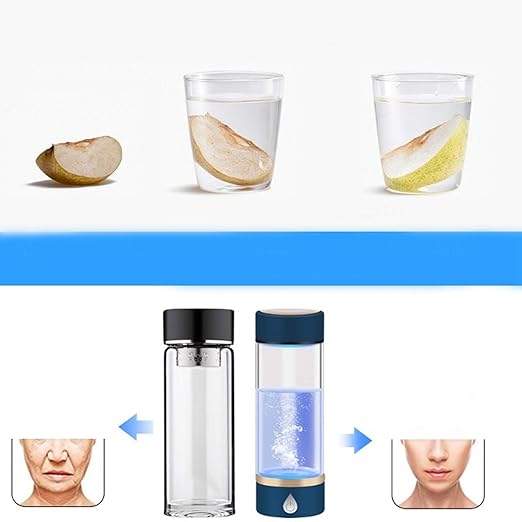 380ml Hydrogen Rich Water Bottle, Rechargeable Portable Hydrogen Water Ionizer Machine with USB, Avoid Aging Water Glass Bottle for Home, Office, Travel, Daily Drinking