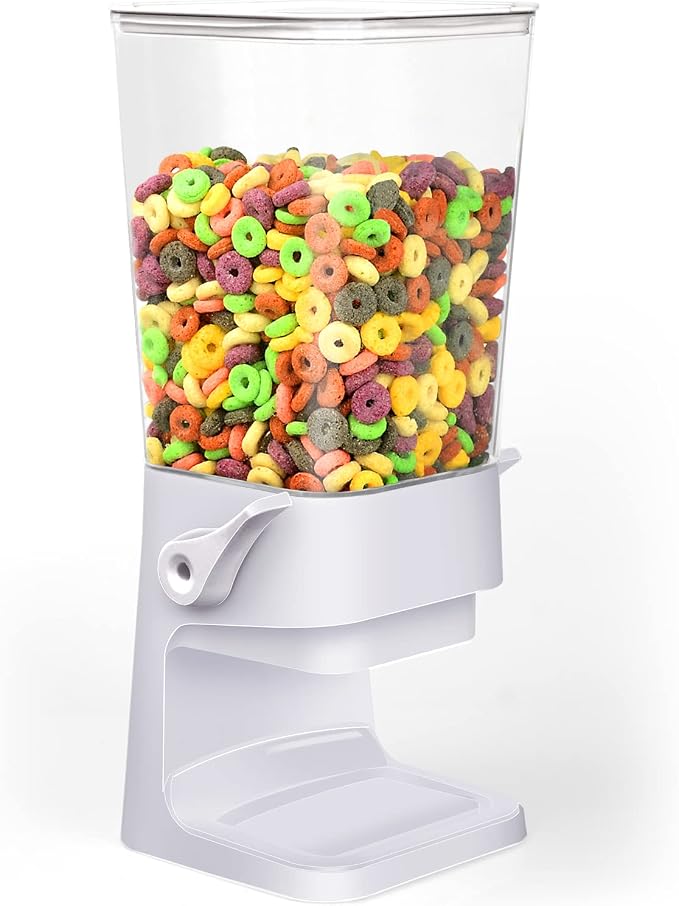 Cereal Dispenser Countertop Large Cereal Containers Storage Dispenser For Pantry Dry Food Dispenser Countertop Candy Dispenser Machine Rice Dispenser For Snack,Nuts, Granola(White,1PC)